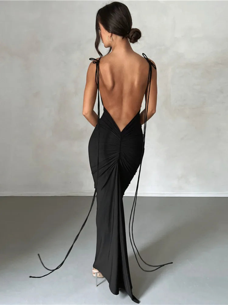 Elegant Sleeveless Slim Wrap Evening Dress for Women - Image 7