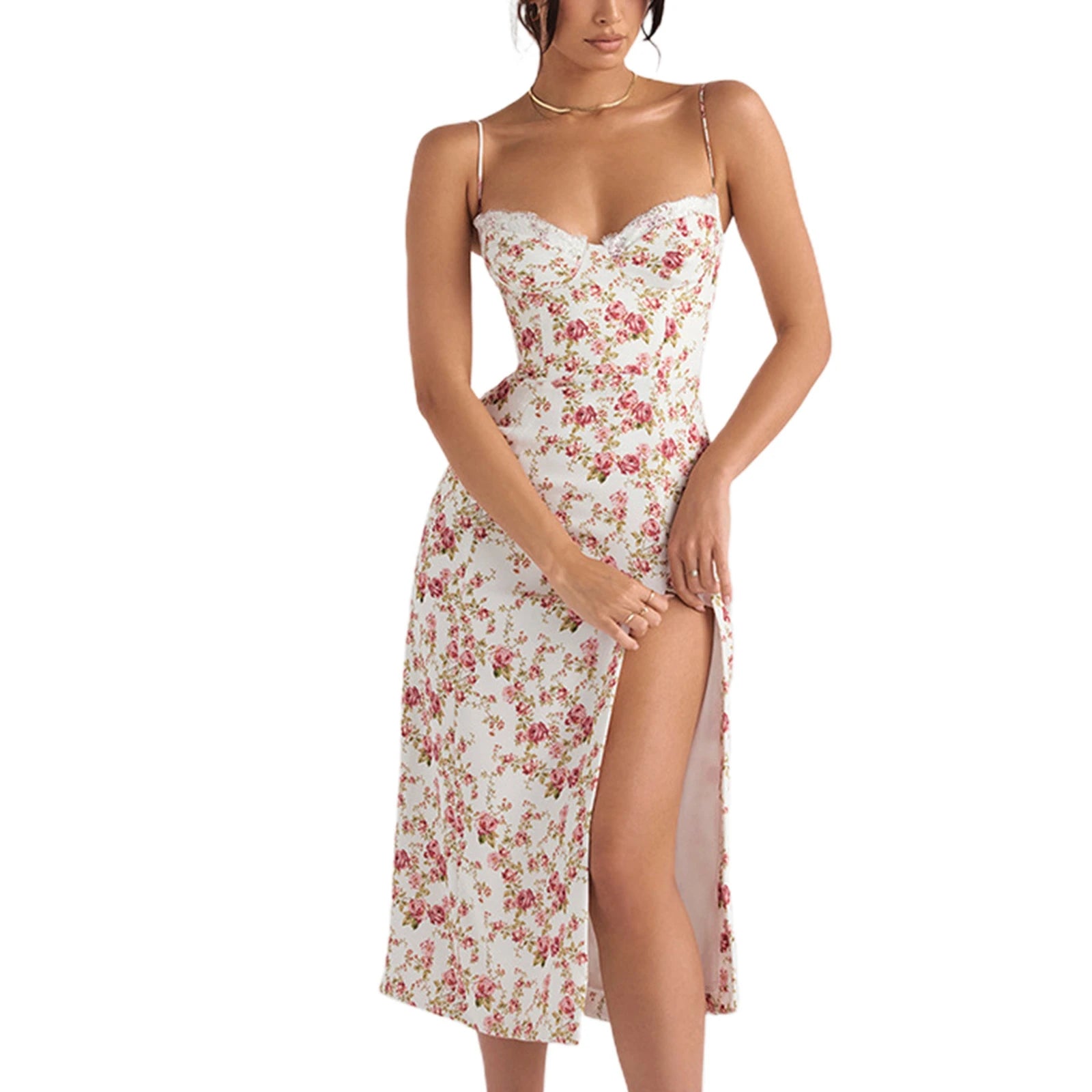 High Split Floral Backless Maxi Dress for Summer - Image 9
