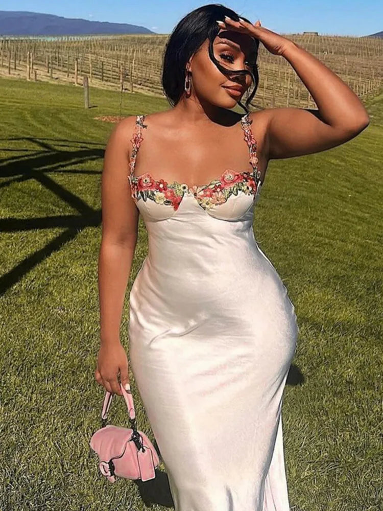 Elegant Embroidered Lace Spaghetti Strap Summer Dress for Women - Image 6