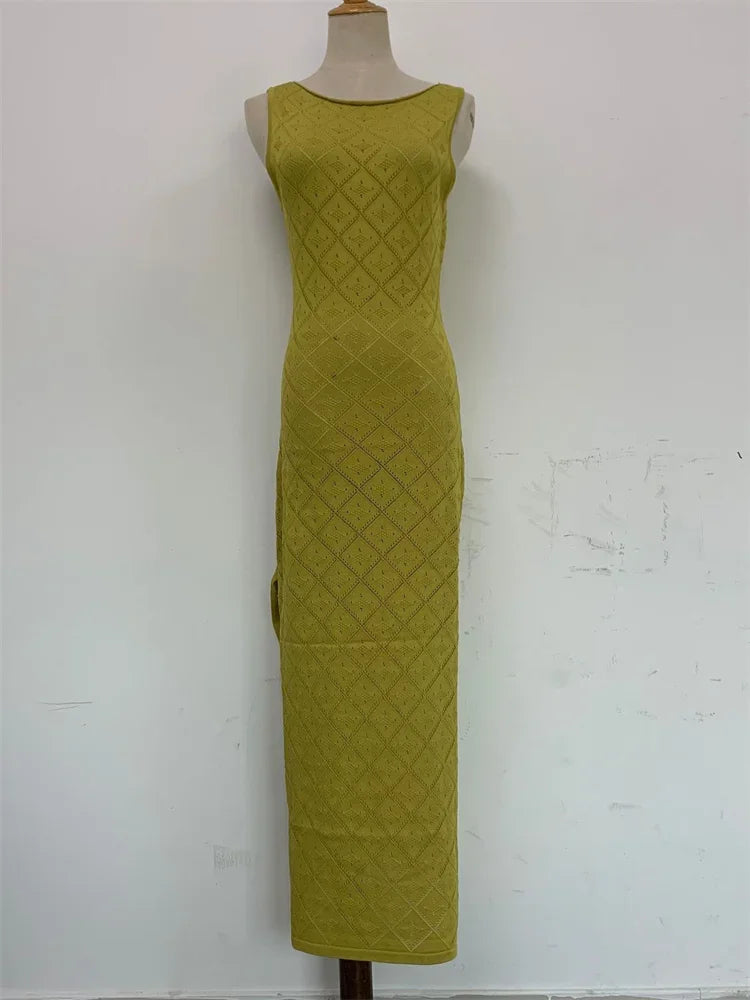 High Split Hollow Out Maxi Dress for Beach Holidays - Image 3