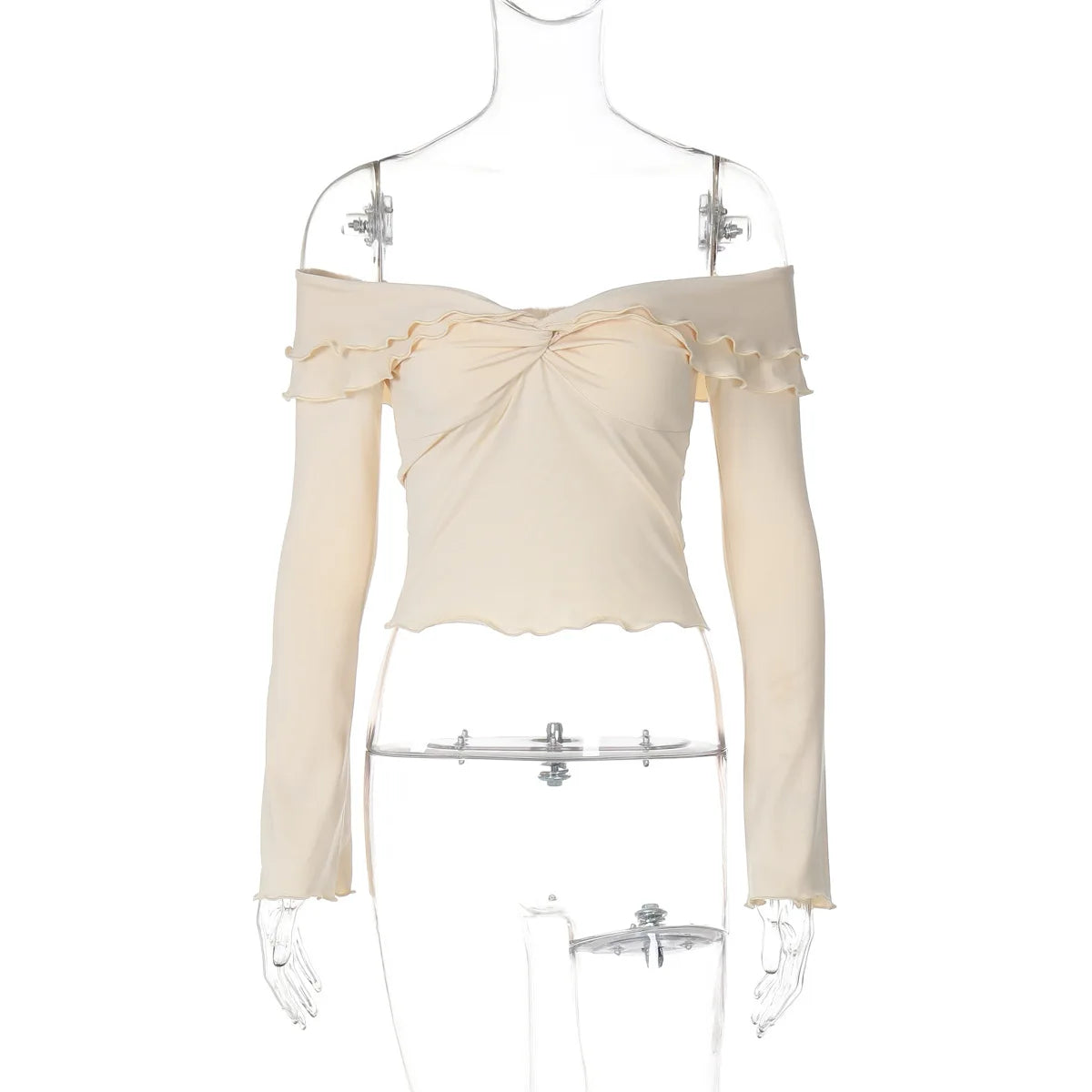 Elegant Off-the-Shoulder Crop Top & Ruffle Skirt Set - Image 7