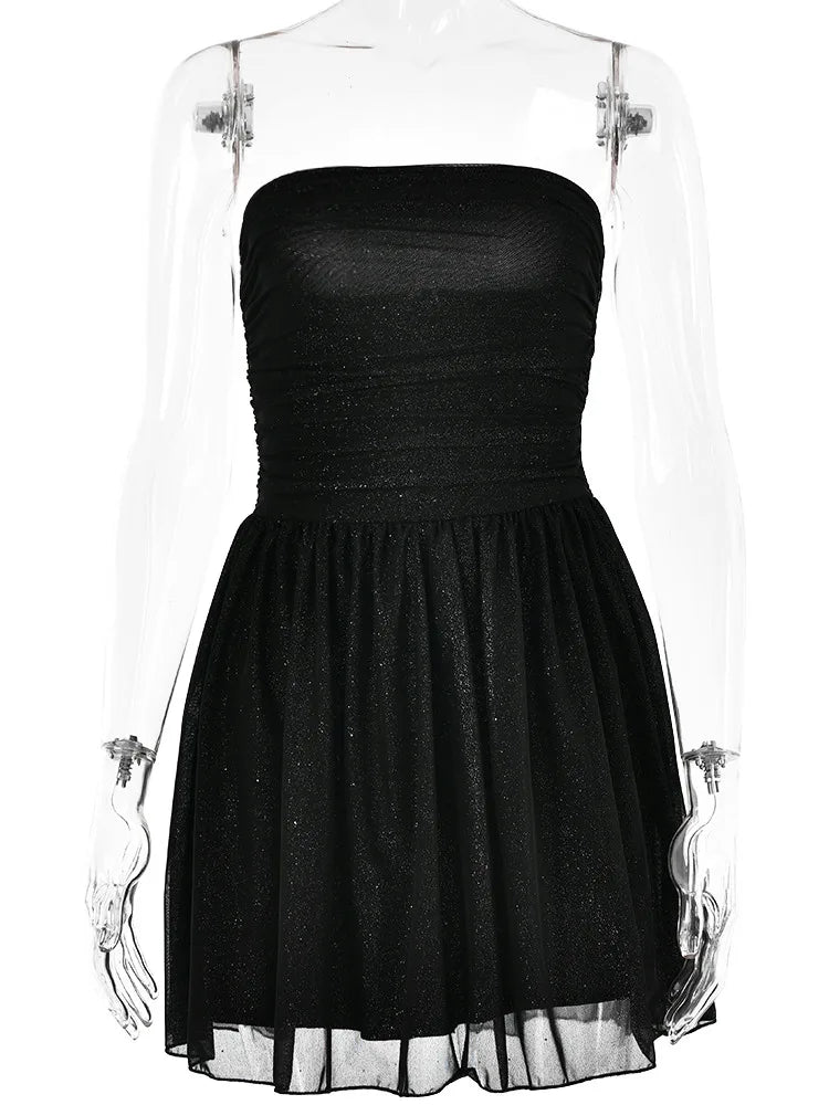 Elegant Sleeveless Mesh Frill Mini Dress for Parties - Image 9
