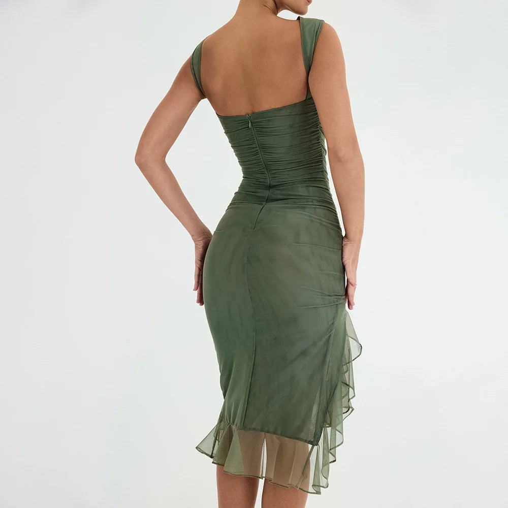 Clearance Sale: Elegant Green Bodycon Mesh Mini Dress - Image 5