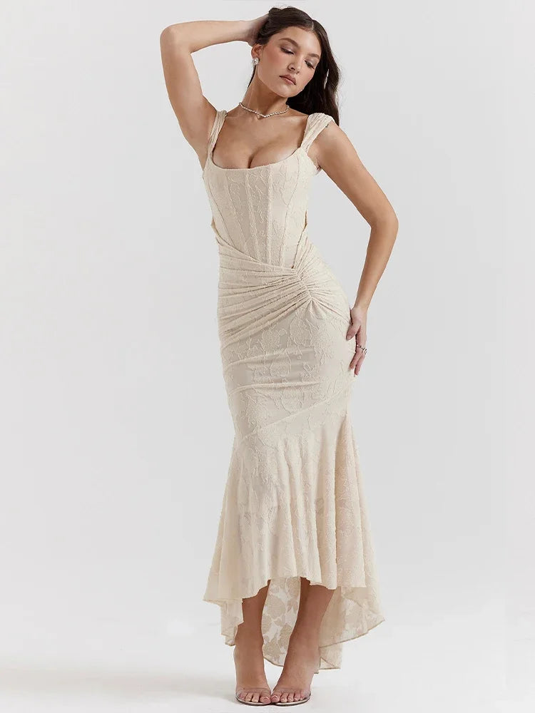 Elegant Sleeveless Backless Irregular Ruched Evening Dress - Image 4