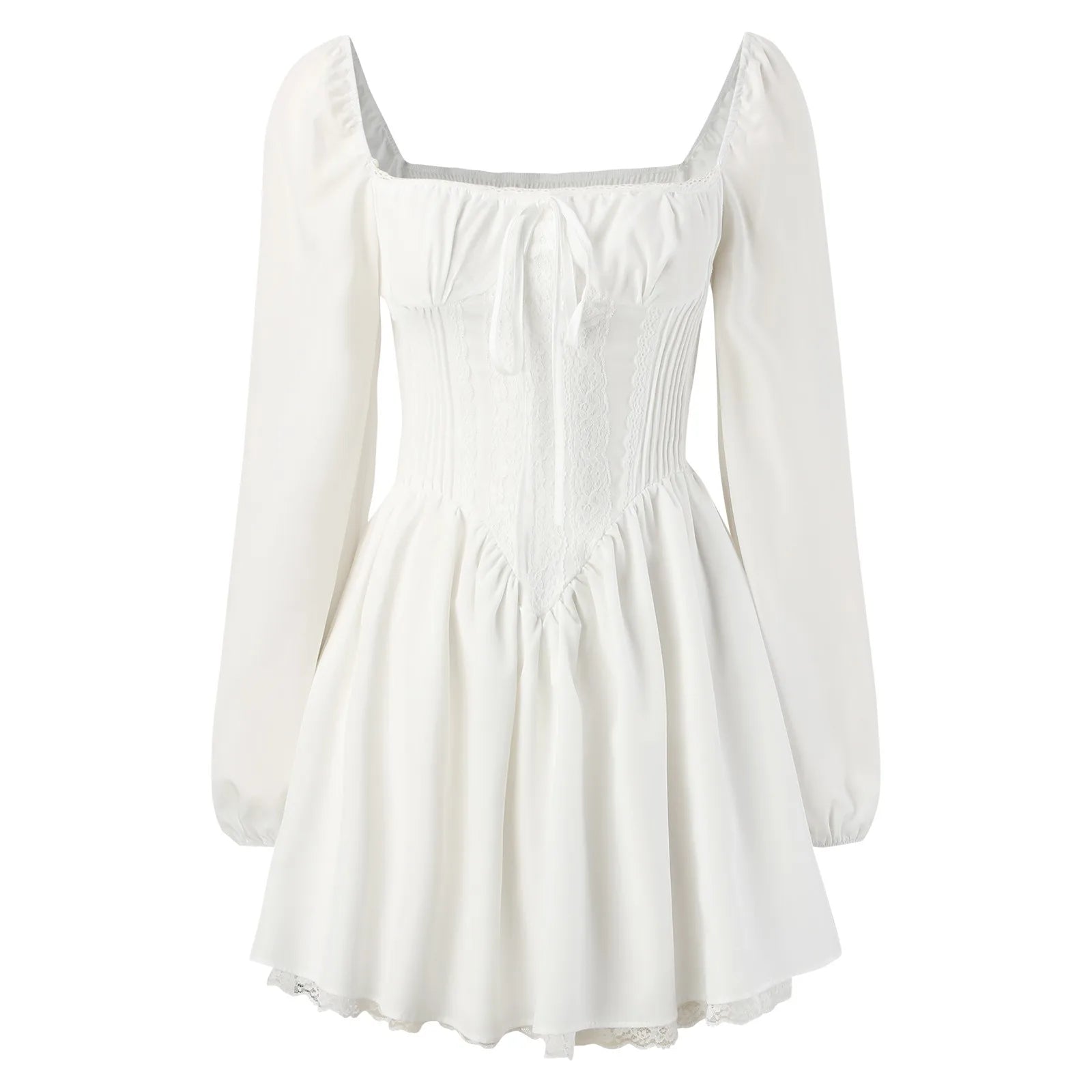 Elegant Milkmaid Corset Mini Dress with Long Sleeves - Image 5