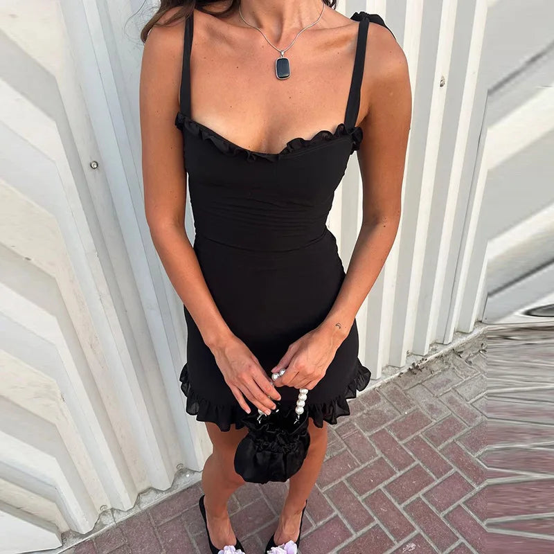 Elegant One-Shoulder Lace-Up Slip Dress for Women - Image 7