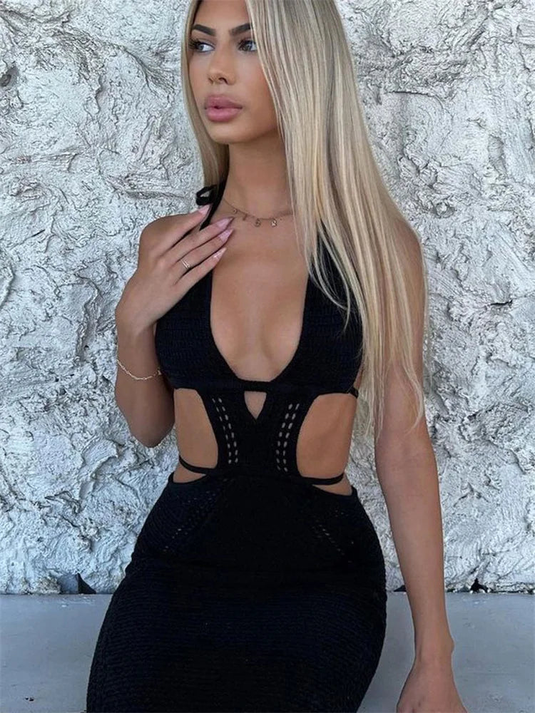 Slim Backless Lace-Up Maxi Dress for Beach Parties - Image 19
