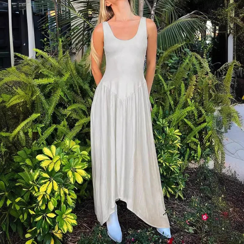 Elegant Sleeveless Slim Long Dress for Vacation & Casual Wear - Image 3