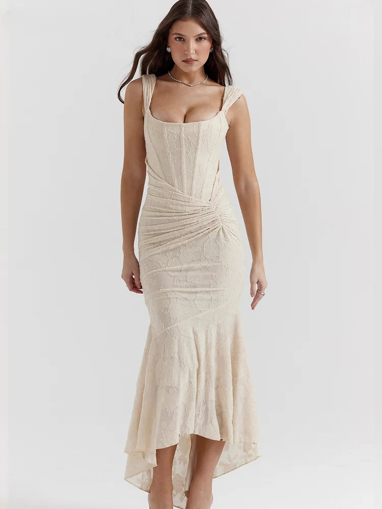 Elegant Sleeveless Backless Irregular Ruched Evening Dress