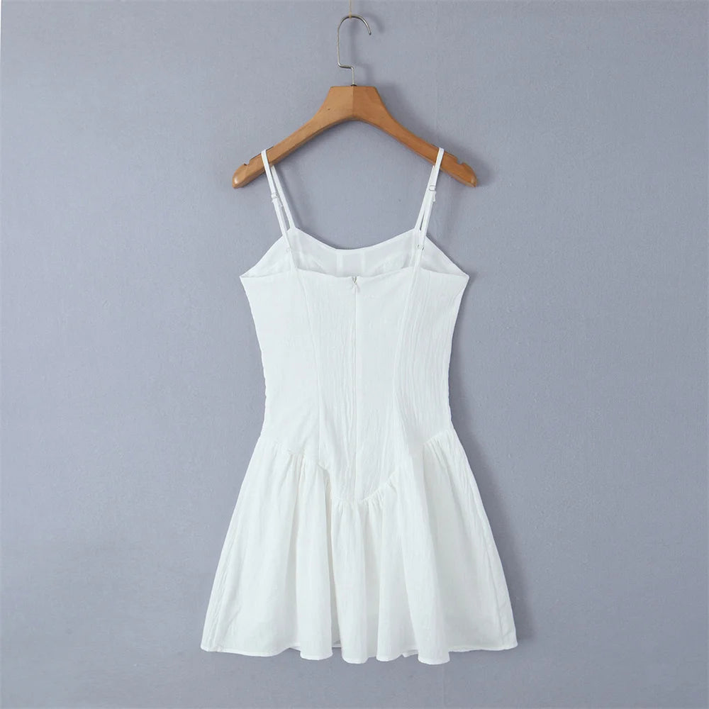 Elegant White Ruffle Mini Dresses for Summer Vacations - Image 6