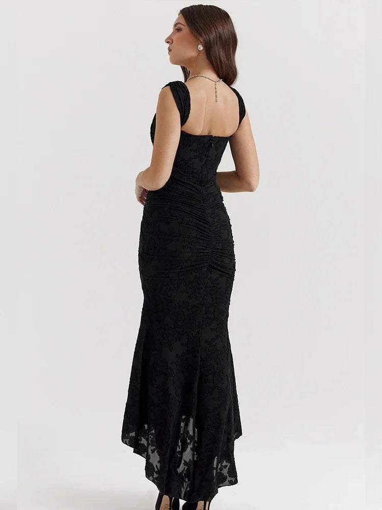 Elegant Sleeveless Backless Irregular Ruched Evening Dress - Image 7