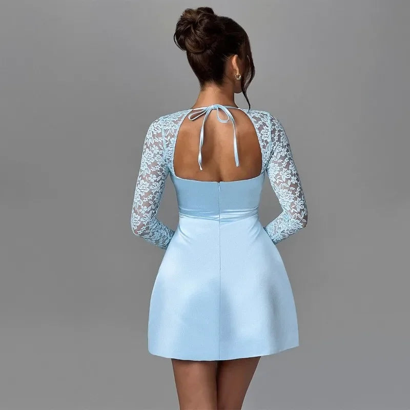 Elegant Satin Lace Strapless Mini Dress for Women - Image 9