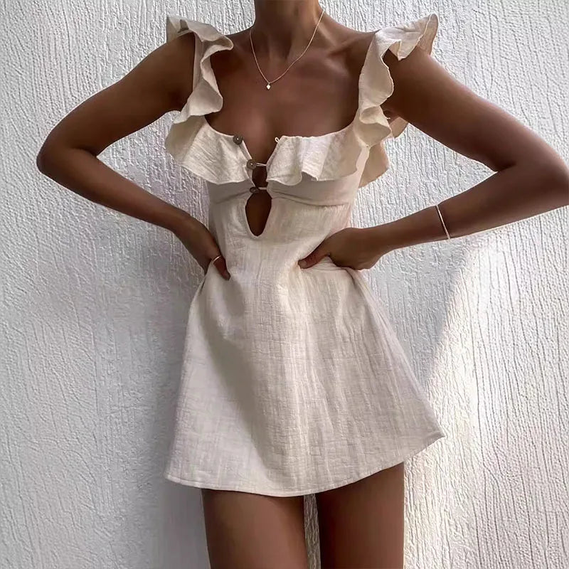 Chic Ruffle High Waist Sleeveless Mini Dress for Holidays - Image 5
