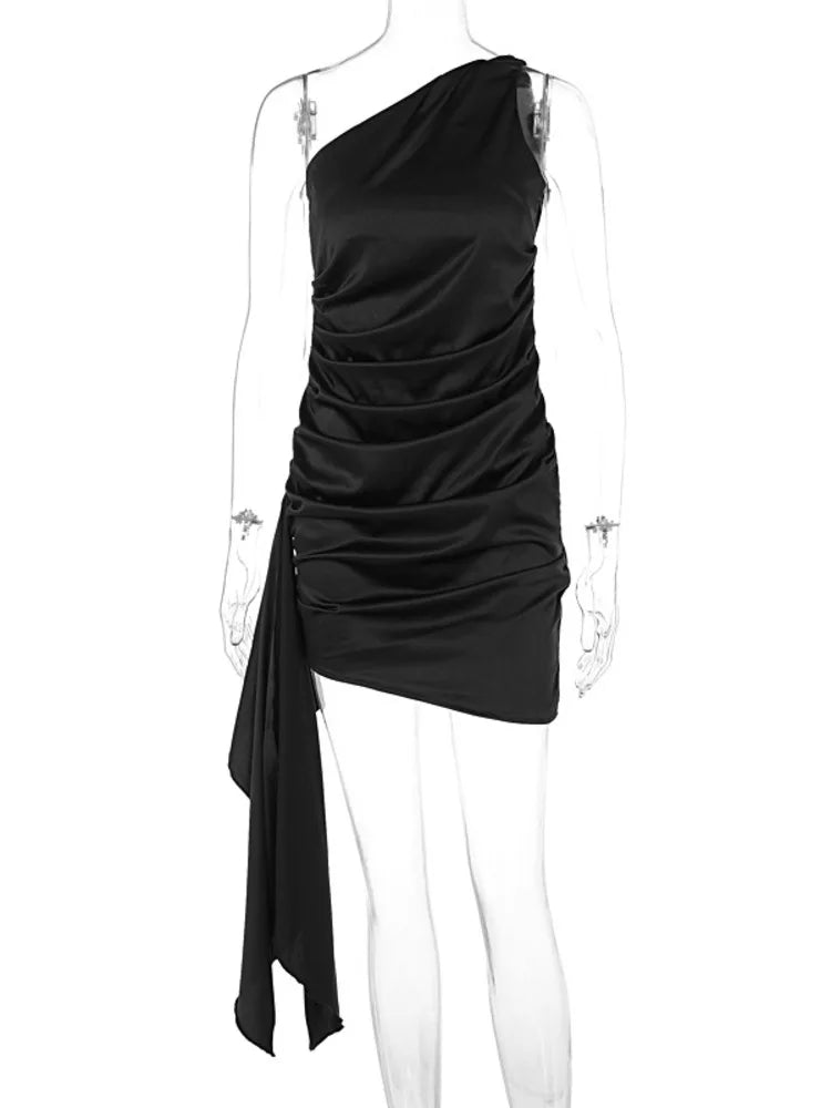 Elegant One-Shoulder Satin Summer Dress for Women - Image 7