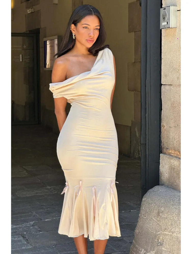 Elegant Irregular Ruffle Edge V-Neck Evening Dress for Women - Image 6
