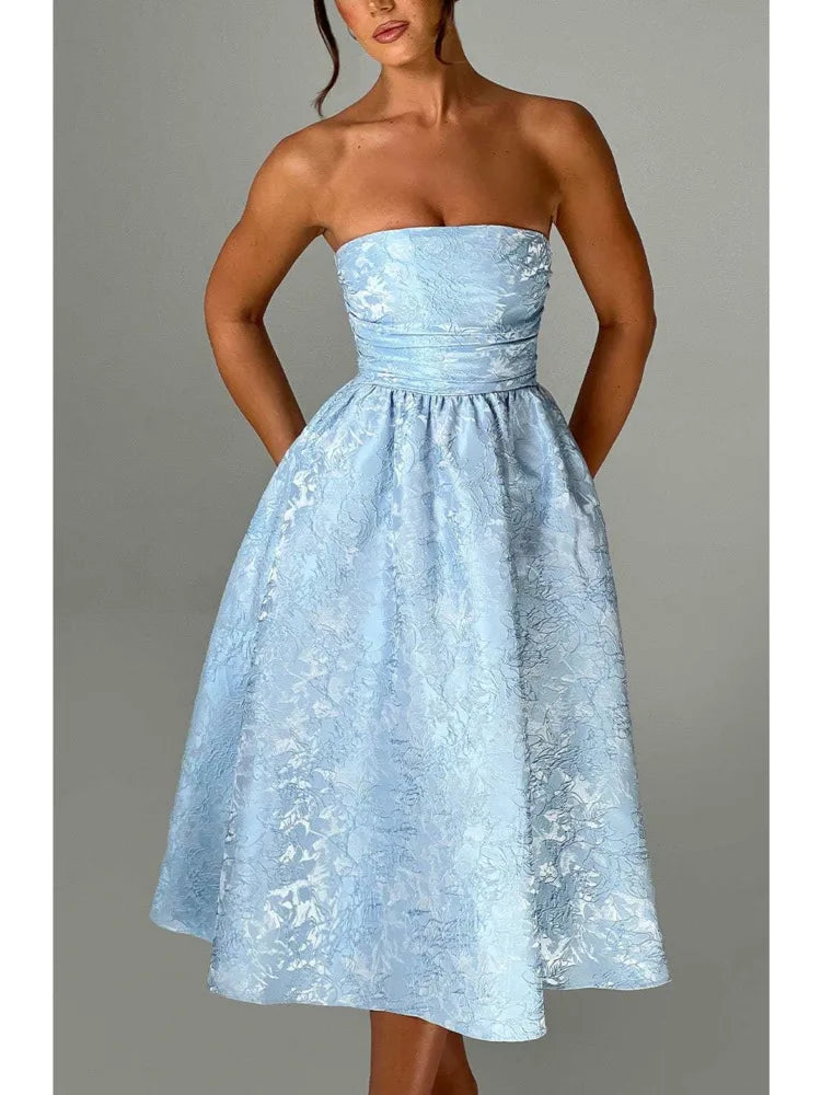Elegant Strapless Satin Bodycon Dress for Women