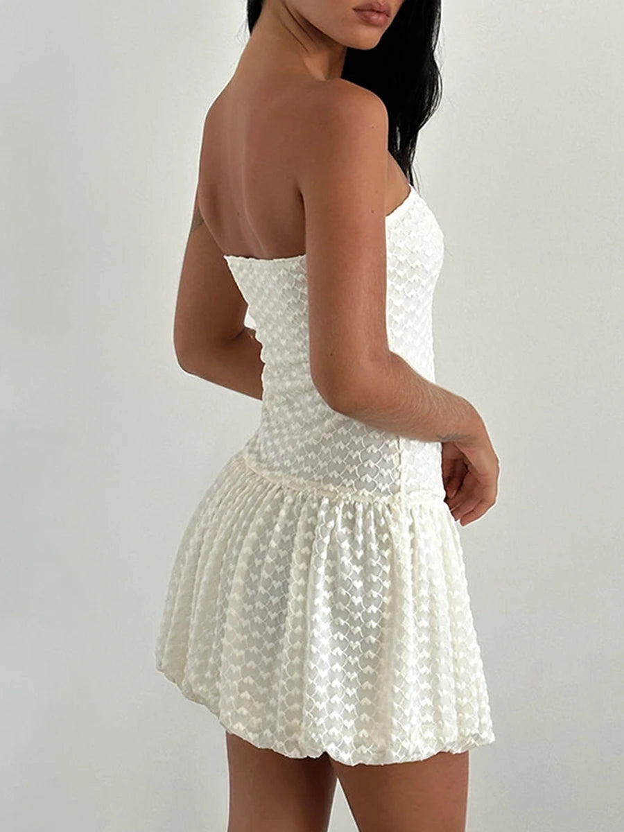 Backless Heart Texture Mini Dress for Women - Image 3