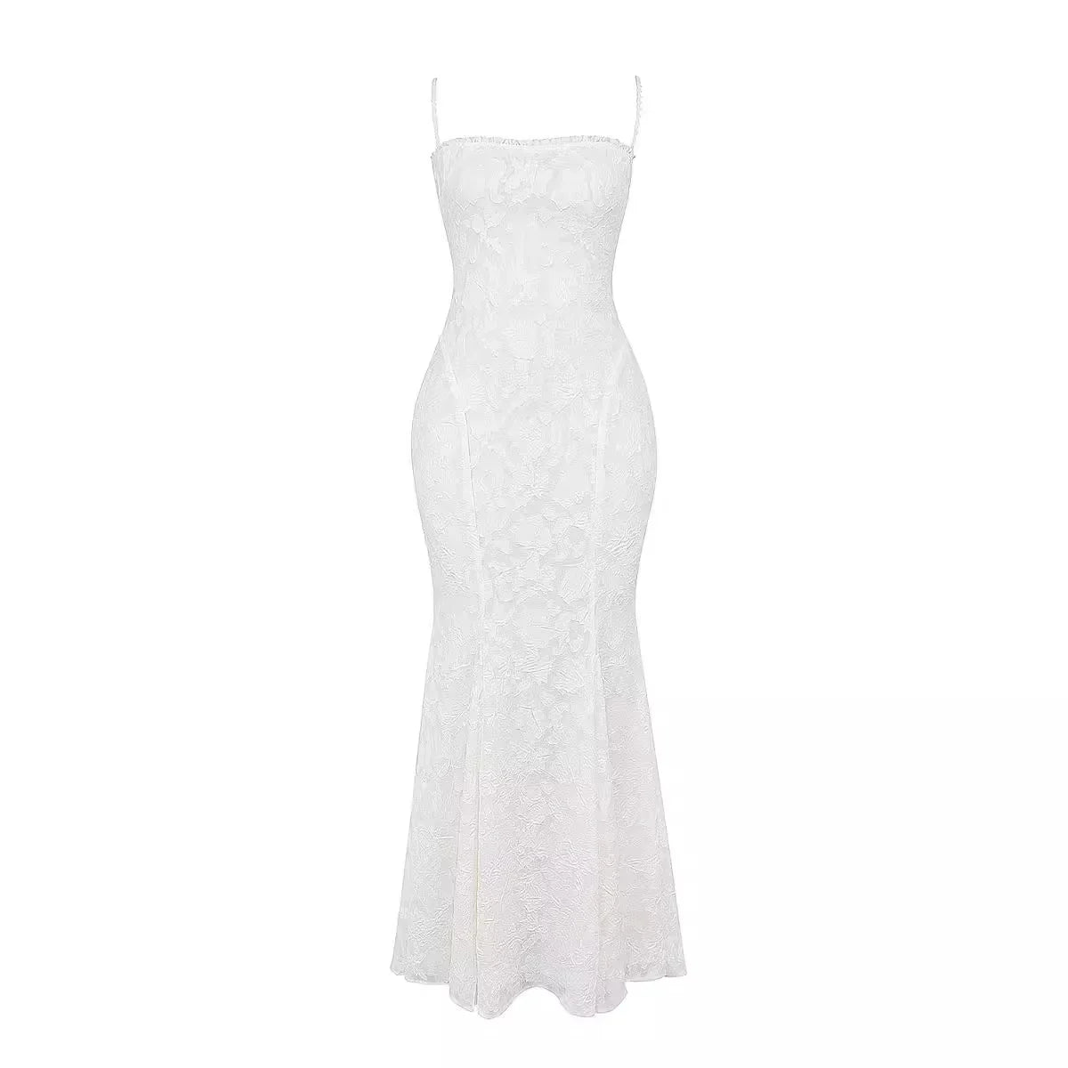 Elegant White Backless Lace-Up Dress for Wedding Guests - Image 6