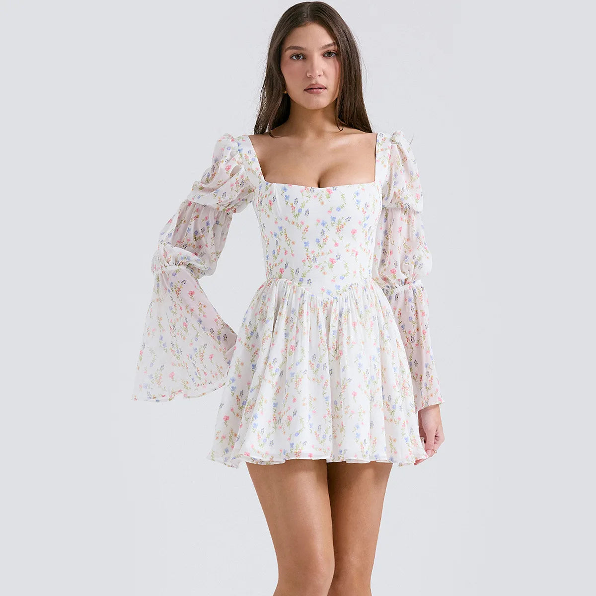 Summer Lantern Sleeve Chiffon Dress for Casual Parties - Image 5