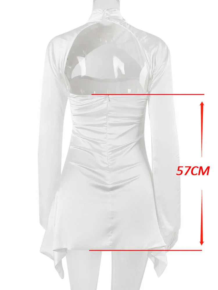 Elegant White Long Sleeve Satin Dress for Special Occasions - Image 7