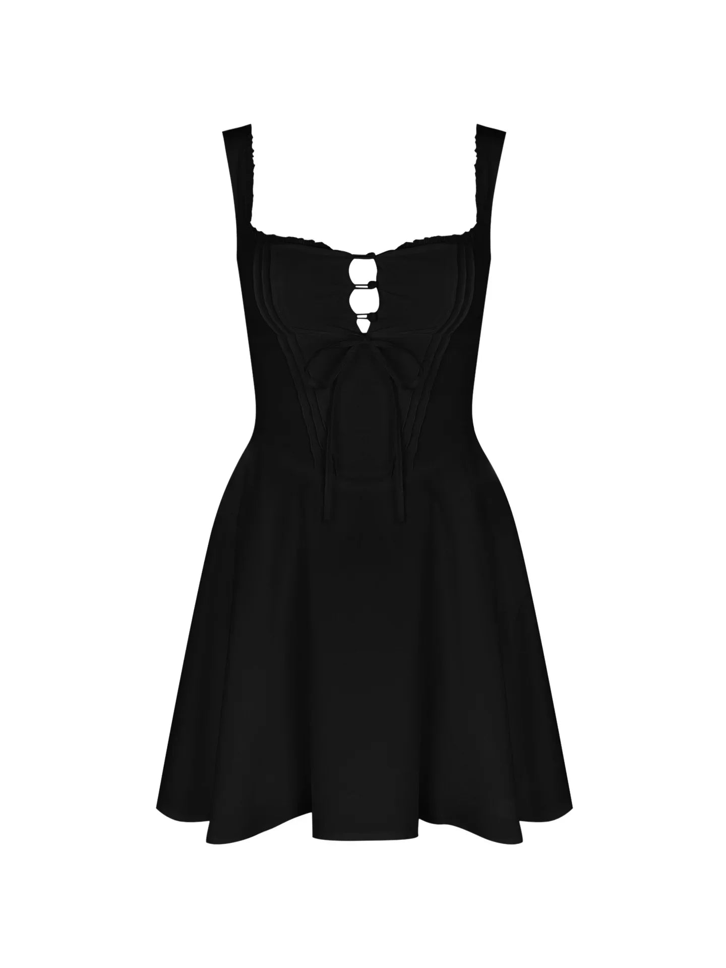 Elegant Yellow A-Line Dress with Lace-Up Detail - Image 6