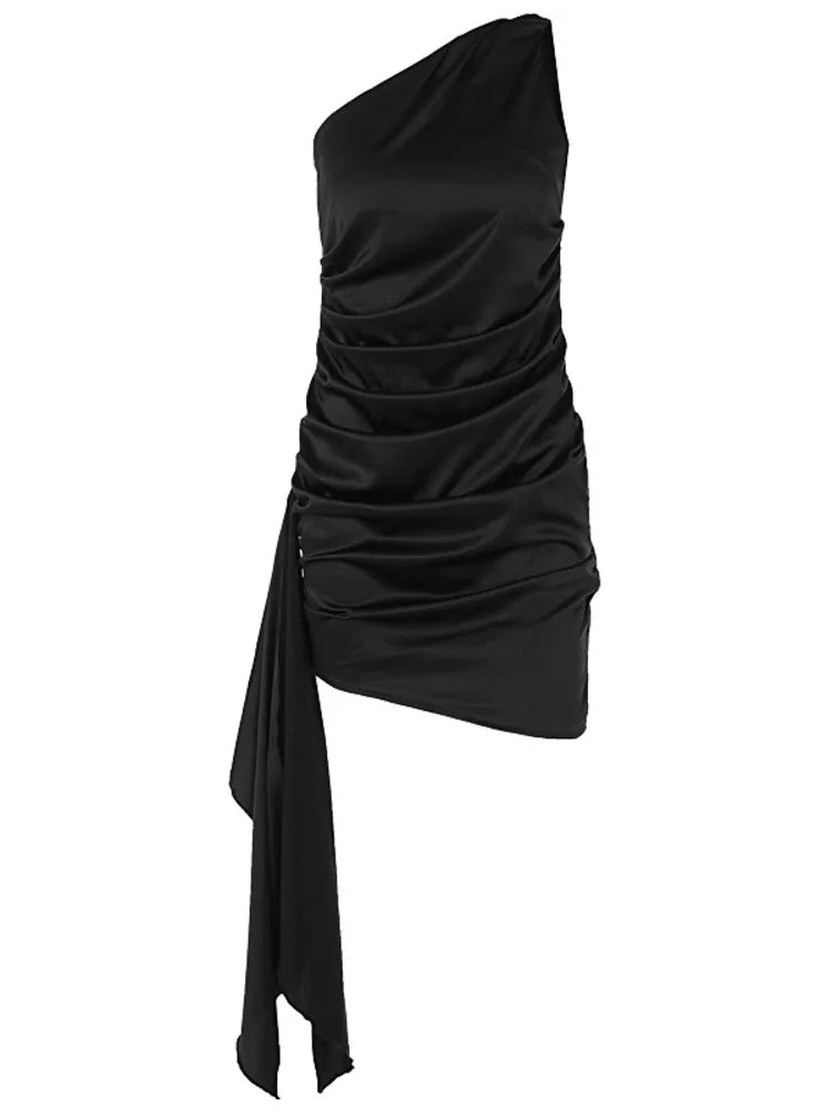 Elegant One-Shoulder Satin Summer Dress for Women - Image 6