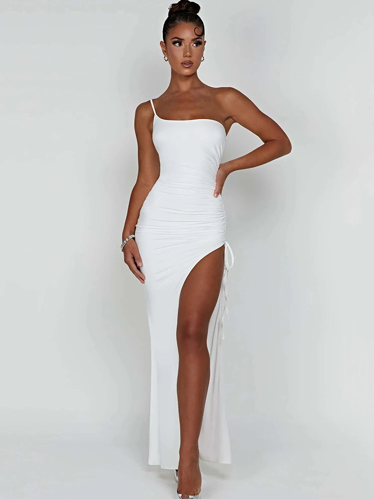 Sexy One Shoulder High Slit Maxi Dress for Women - Image 9