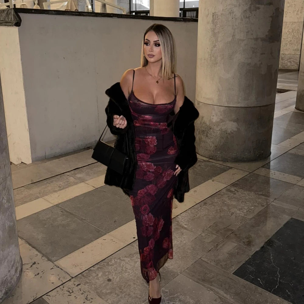 Elegant Floral Print Summer Party Dresses for Women - Image 3