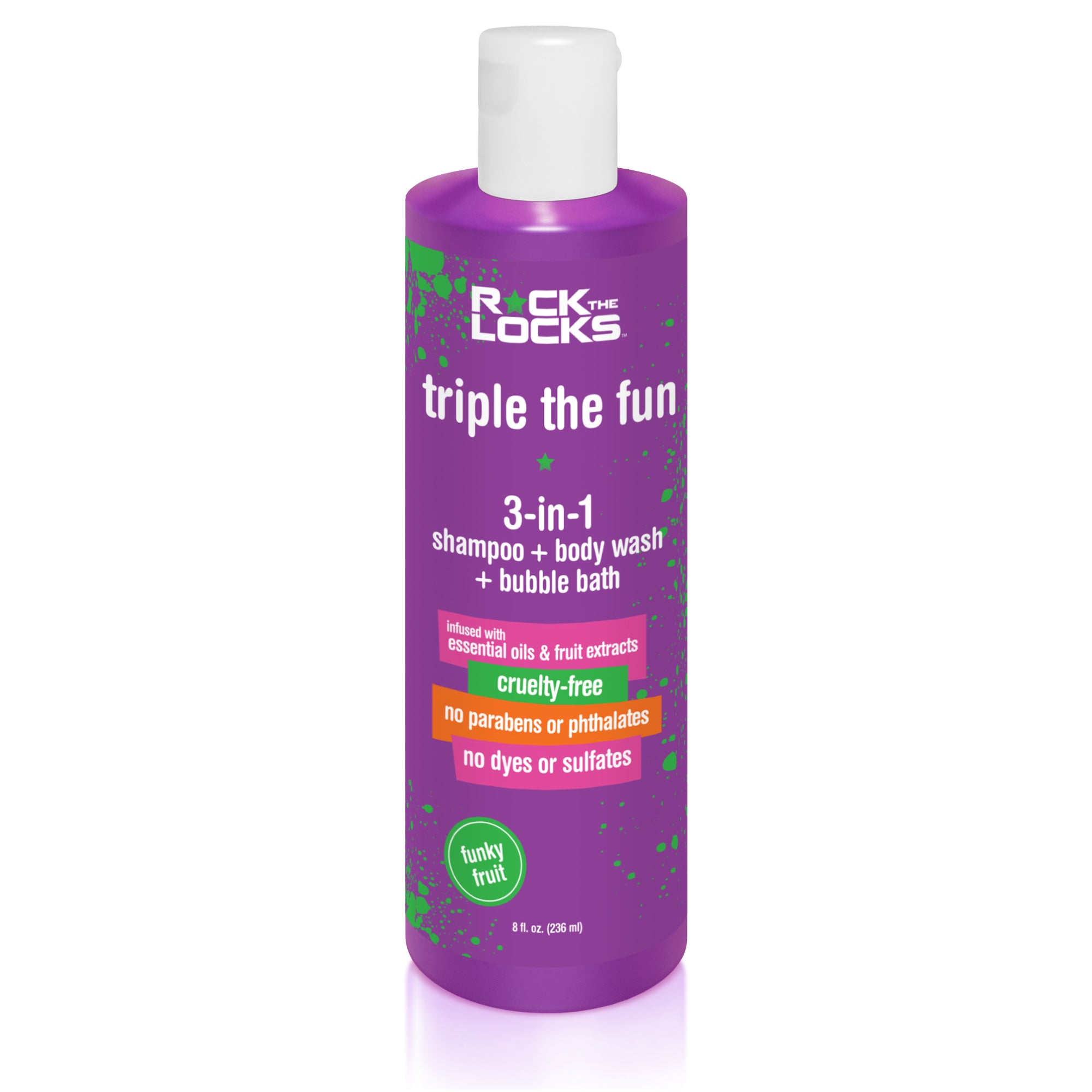 Rock the Locks 3-in-1 is a Shampoo + Body Wash + Bubble Bath