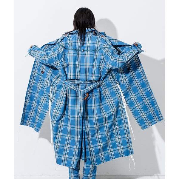 CHECK ZIPPER TRENCH COAT/BLUE CHECK(MIMI-CO-U01) – R&Co.