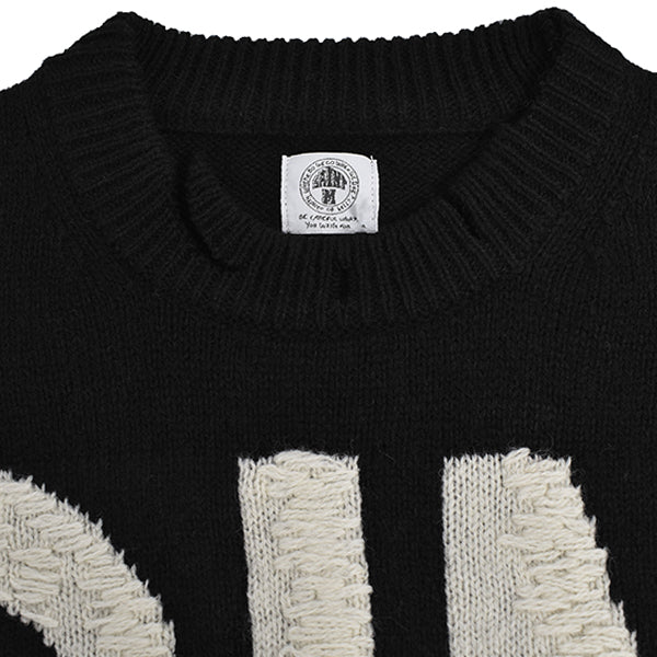 SAINT MICHAEL◇21AW/WOOL SWTER SIN//L/ウール/BLK/SM-A21-0000-039-