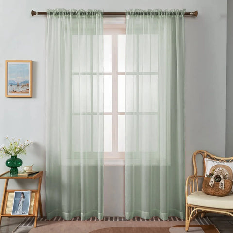 Solid Voile Curtain 2 Pieces Set