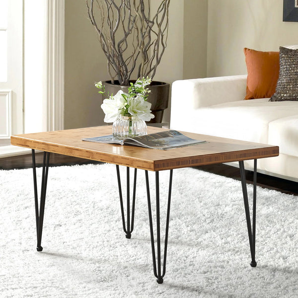 Living Bamboo Coffee Table with Hairpin Legs