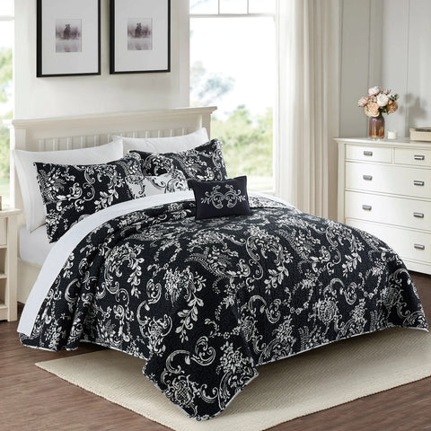 LA Boheme 5 Piece Printed Microfiber Quilts Set