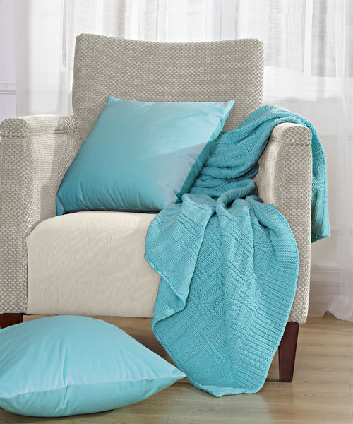 Brooke Cable Throw & Decorative Pillow Cover Combo