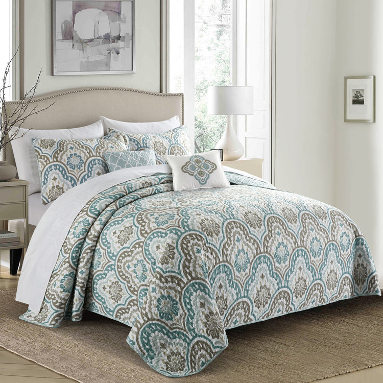 5 Piece Printed Microfiber Quilts Set-Tivoli Ikat – Home Soft Things