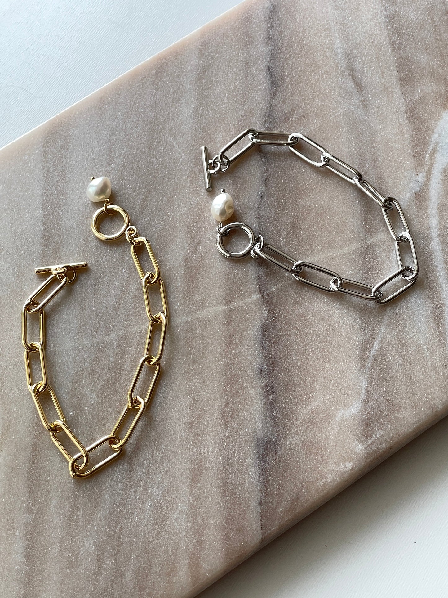 Bracelet chaîne perle (Gold, Silver)