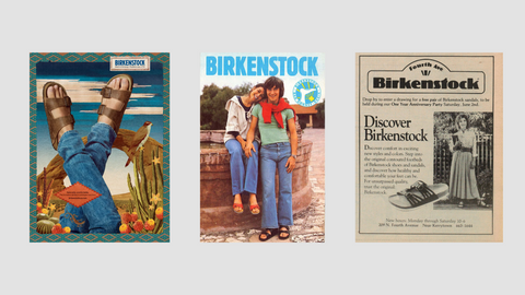 Birkenstock shoes, slippers and sandals vintage advertisement. Vintage Birkenstock sandals, 1970s Birkenstock shoes, 1980s Birkenstock sandals.