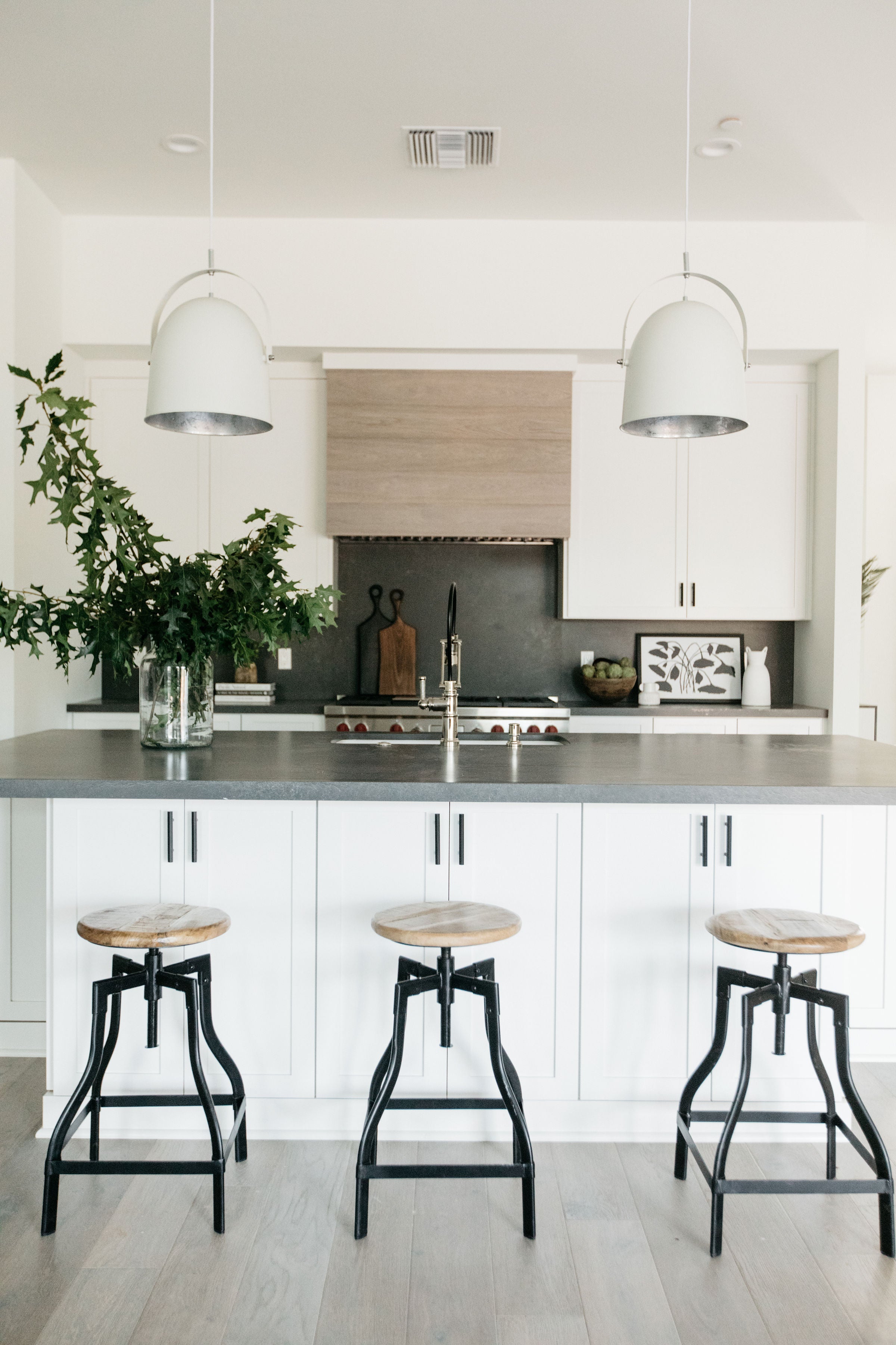 Albion project greige design shop + interiors Point Loma San Diego California black and white kitchen interior design