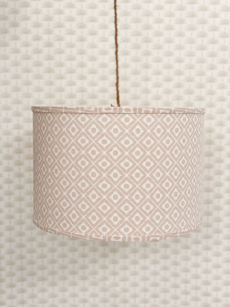 Hale lipgloss on oyster greige textiles custom lampshade made in USA