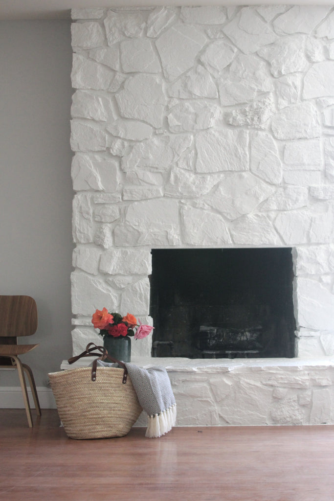 How To Painting The Stone Fireplace White Greige Design