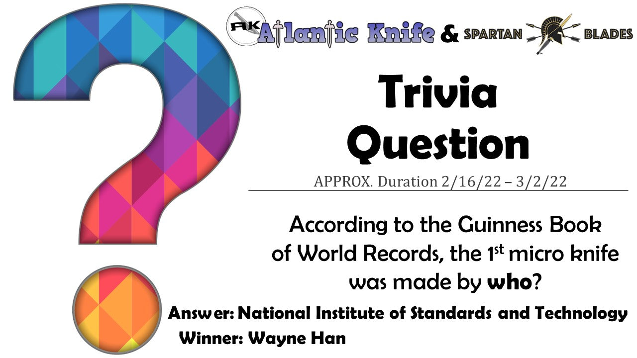 Atlantic Knife & Spartan Blades Alala Trivia Question Winner | AK Blog