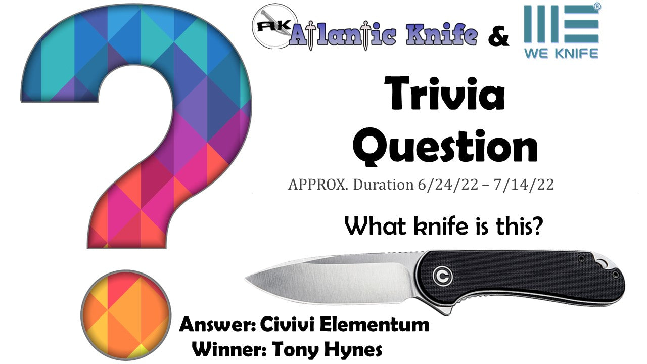 Atlantic Knife & All You Need is WE Prize AK Trivia Question Giveaway