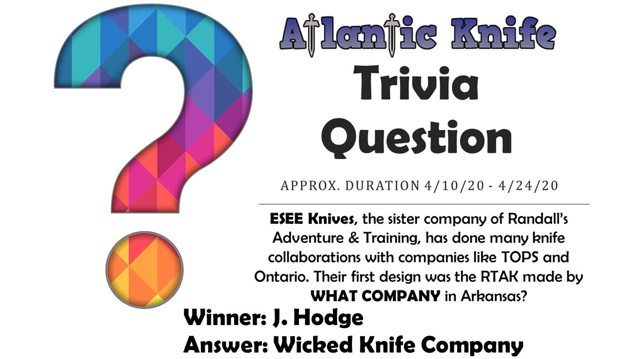 Free Stuff Knife Giveaway AK Atlantic Knife Trivia Question Winner 