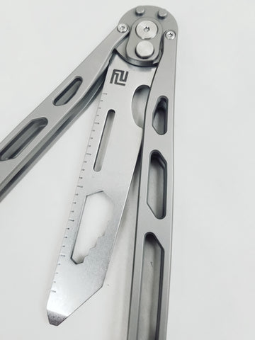 Artisan Cutlery TItanium Kinetic Tool Close-Up On Blunt Tip Blade 