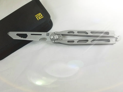 Artisan Cutlery Titanium Handles Kinetic Tool Balisong Blunt Tip Knife Multi-Tool