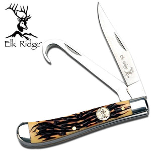 Elk Ridge 2 Blade Folding Pocket Knife Large Stag Trapper - 436I