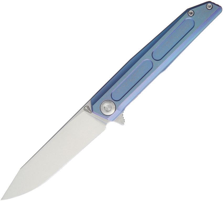 Stedemon Vouking Samgun Blue Titanium Stainless Flipper Folding Knife ...