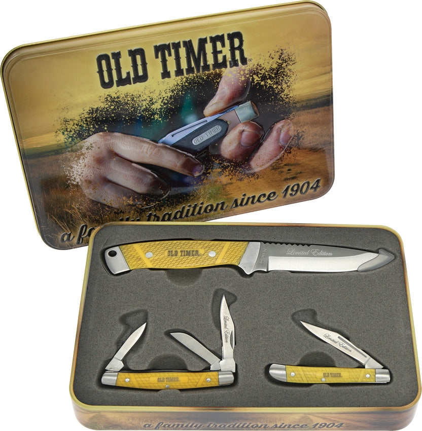 Schrade Old Timer 3 piece Yellow Knife Gift Set 1105609 – Atlantic