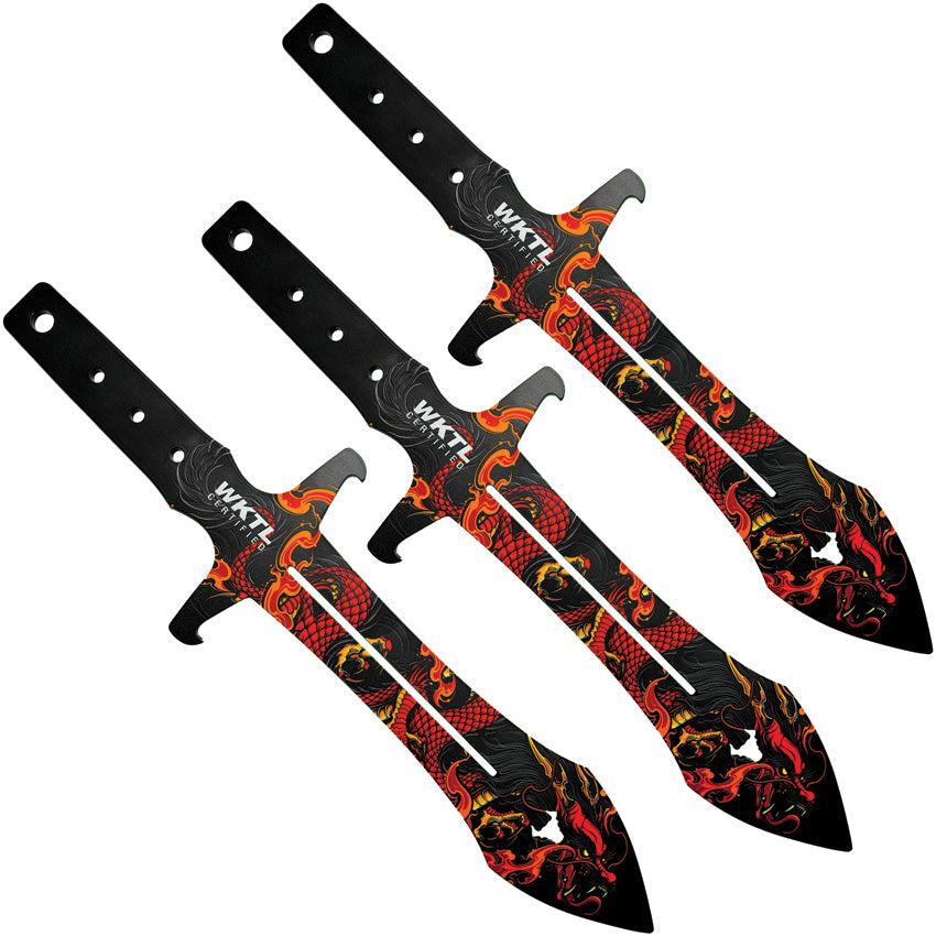 Toro Knives Maximo Red Fire Dragon Black Stainless 3pc Throwing Knives ...